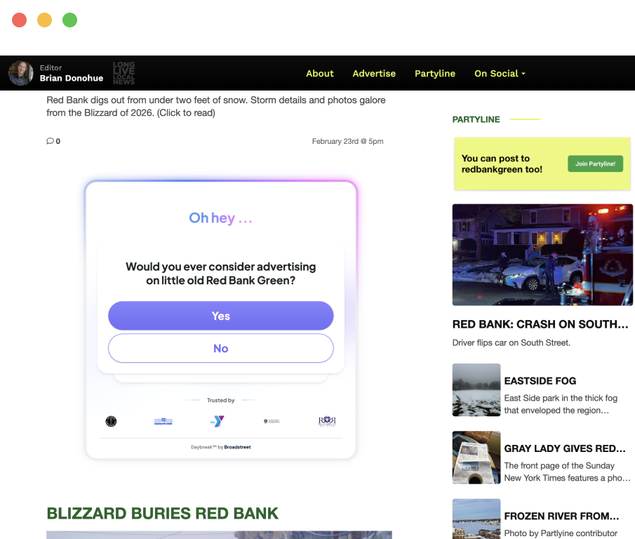 Daybreak widget shown on desktop and mobile devices